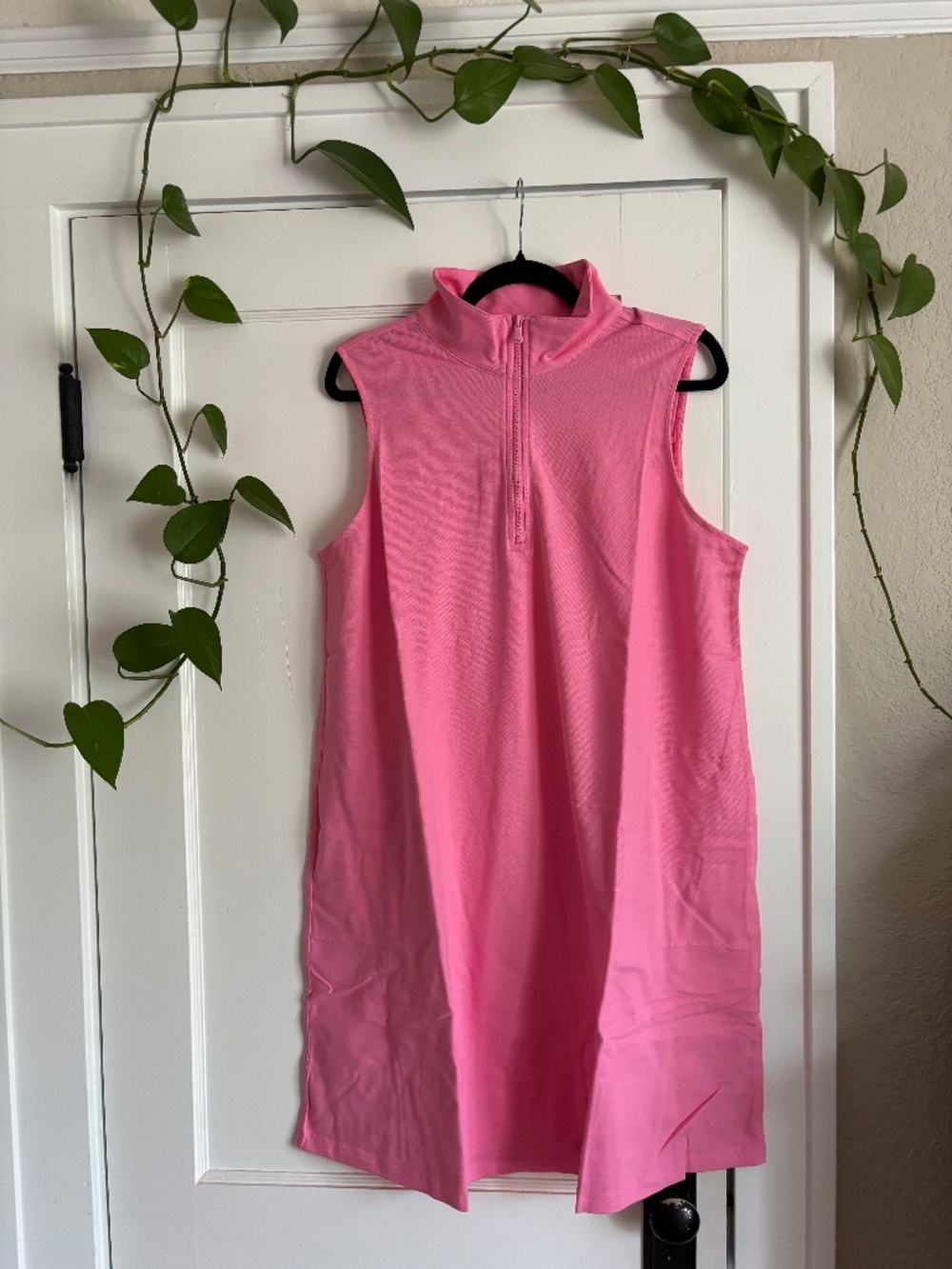 Isaac Mizrahi pink half zip sporty summer dress